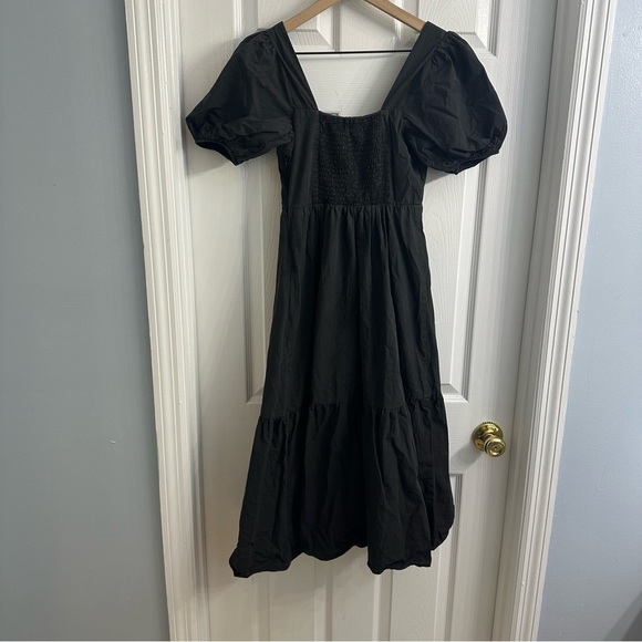 ASTR the Label Dress Midi Puff Sleeve Coquette Black Cottagecore Extra Small - Picture 4 of 7
